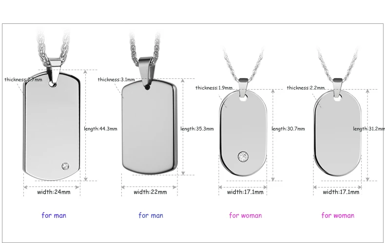 Новая мода индивидуальные серебряные тона карбида вольфрама Dog Tag подвески ожерелья для мужчин и женщин лазерная гравировка буквы или фото