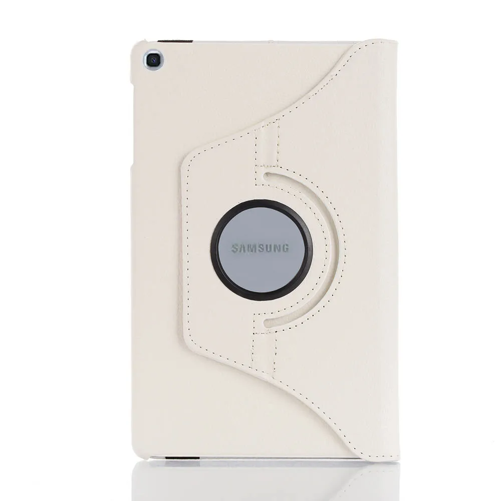White 360 Rotating Case For Samsung Galaxy Tab A 8.0 S Pen P200 P205 SM-P200 SM-P205 Smart Auto Sleep / Wake Stand Leather Cover - Color: White