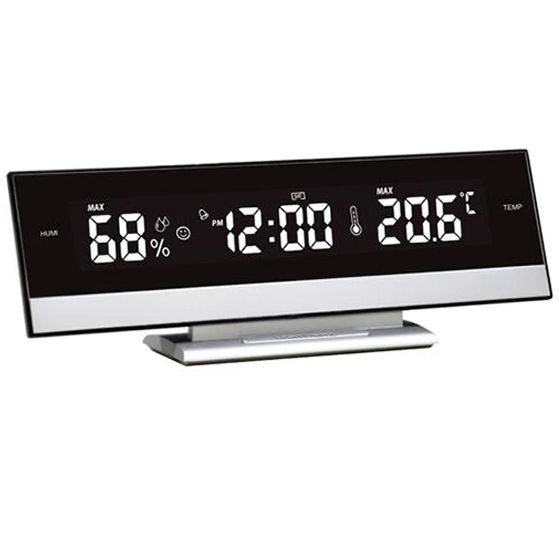 

12/24 Hours Blacklight Blue Alarm Clock Large Number Greybeard Desktop Clocks With Adapter /Battery Power