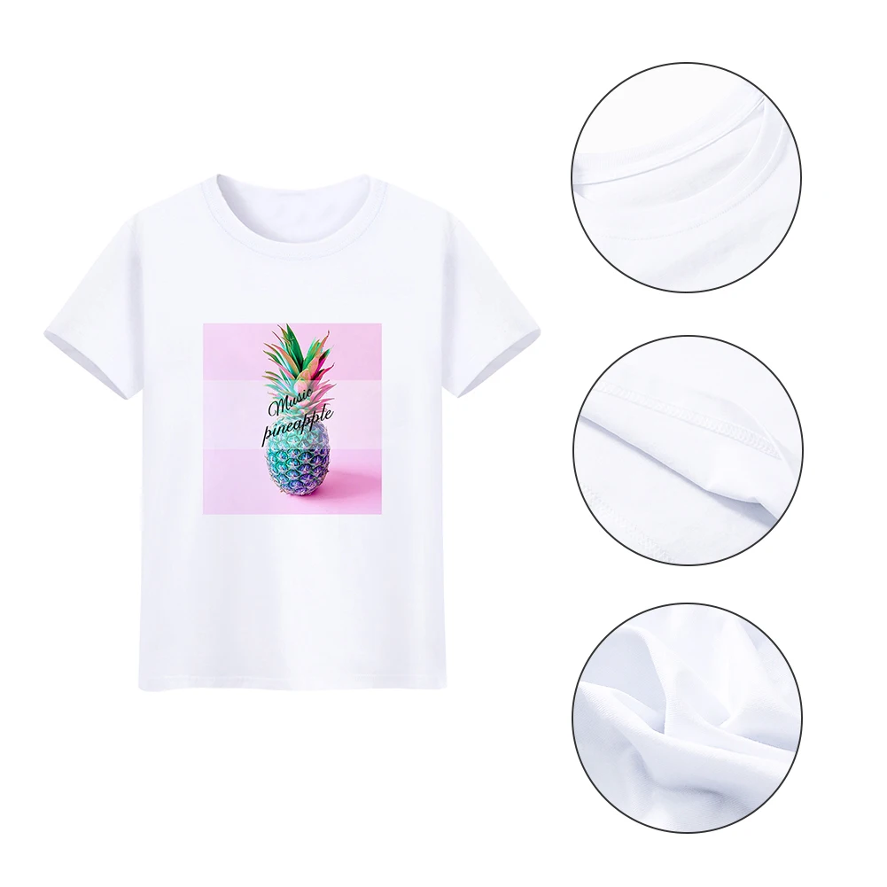 Summer Women Casual Round Neck Short Sleeve Top Tee Pineapple Floral T-Shirt | Женская одежда