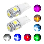 2x T10 Светодиодная автомобильная лампа T10 супер белая 194 168 w5w T10 Светодиодная парковочная лампа автомобильная клиновидная Лампа DC 12 В красный желтый