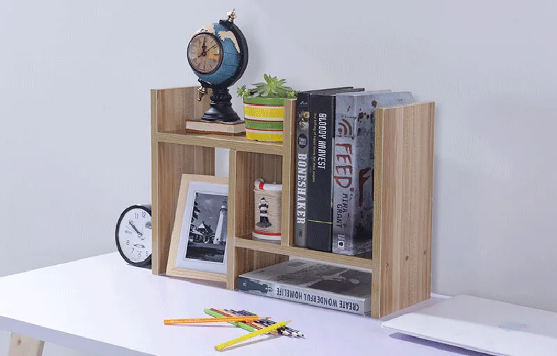 DIY многофункциональная настольная книжная полка, выдвижной книжный шкаф для детей, Студенческая мини книжная полка, простая настольная стойка для хранения