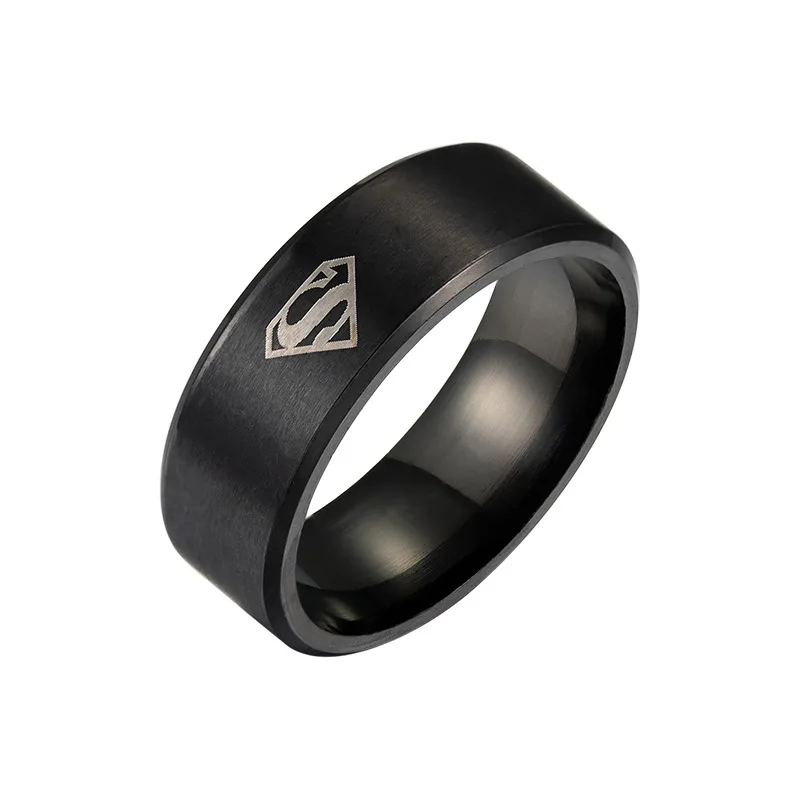 Trendy Laser Print Superman Rings for Men Black Blue Gold High Quality Stainless Steel Ring Dropshipping SP264 | Украшения и