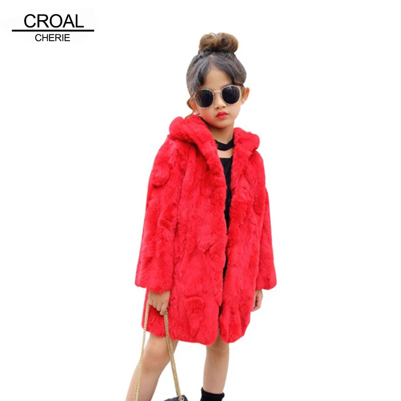 Зимнее пальто из натурального кроличьего меха CROAL CHERIE 100-160 см для