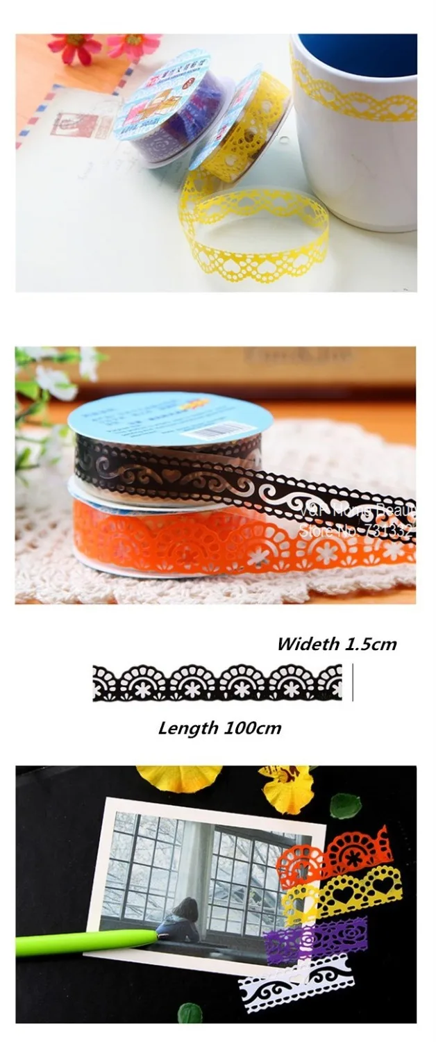 36 pcs/Lot Lace carved Decorative tape Bud silk scrapbooking stickers Adhesive masking office School supplies 6403 |