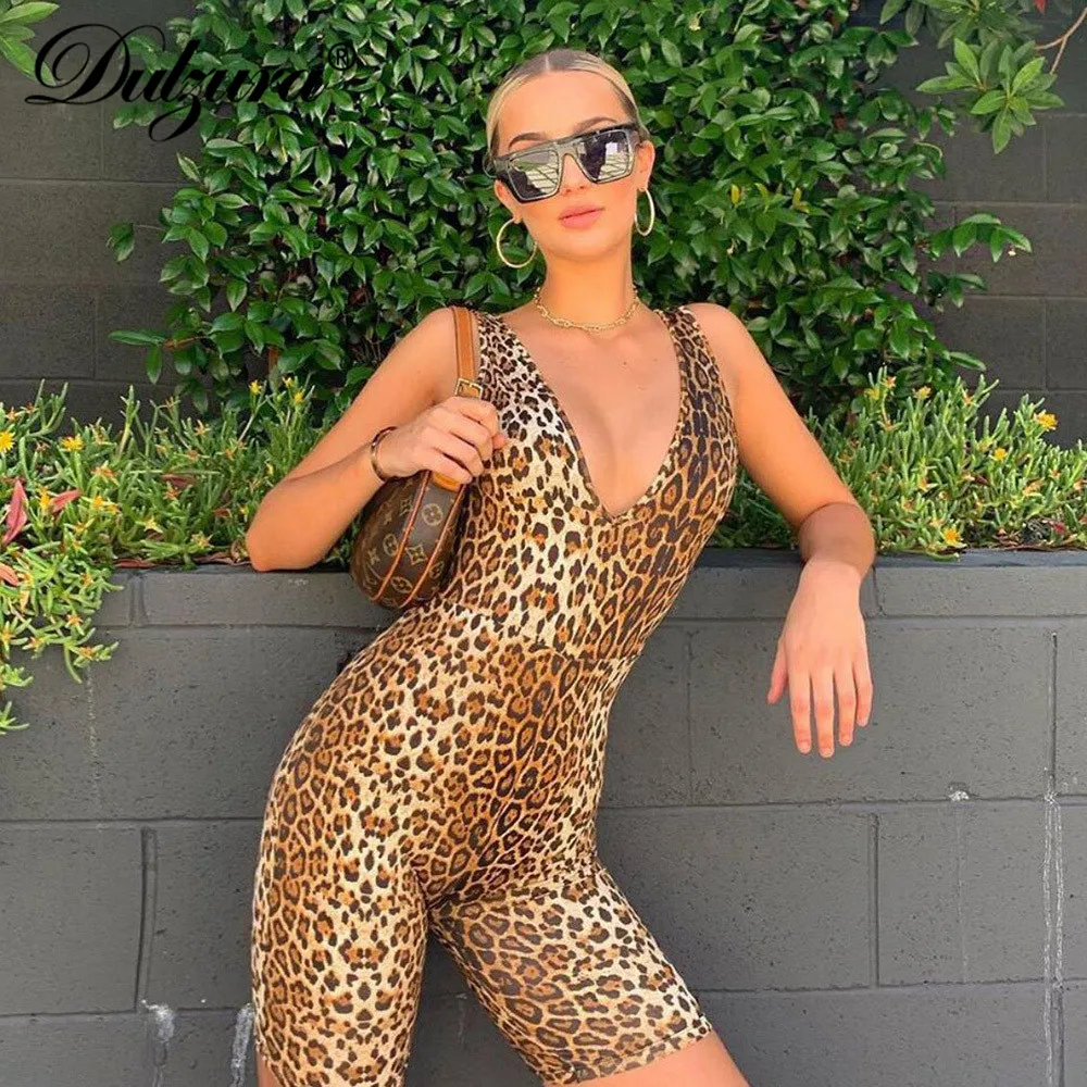 Dulzura сексуальные v-neck леопардовое леопард принтом принт 2019 летнее летний лето