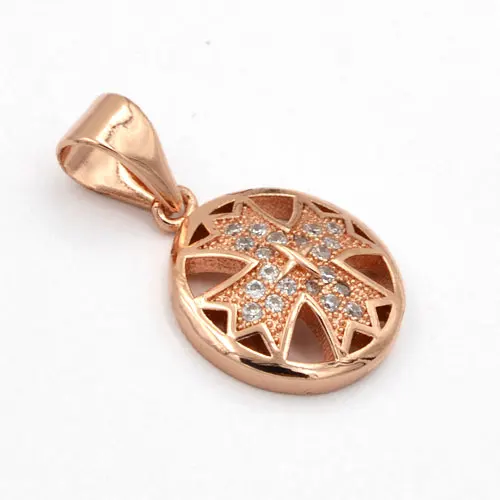 SUNNERLEES Fashion Jewelry Women Girls Cubic Zirconia Shield Cross Rose Gold Color Pendant Necklace Optional Chain P62 R | Украшения и