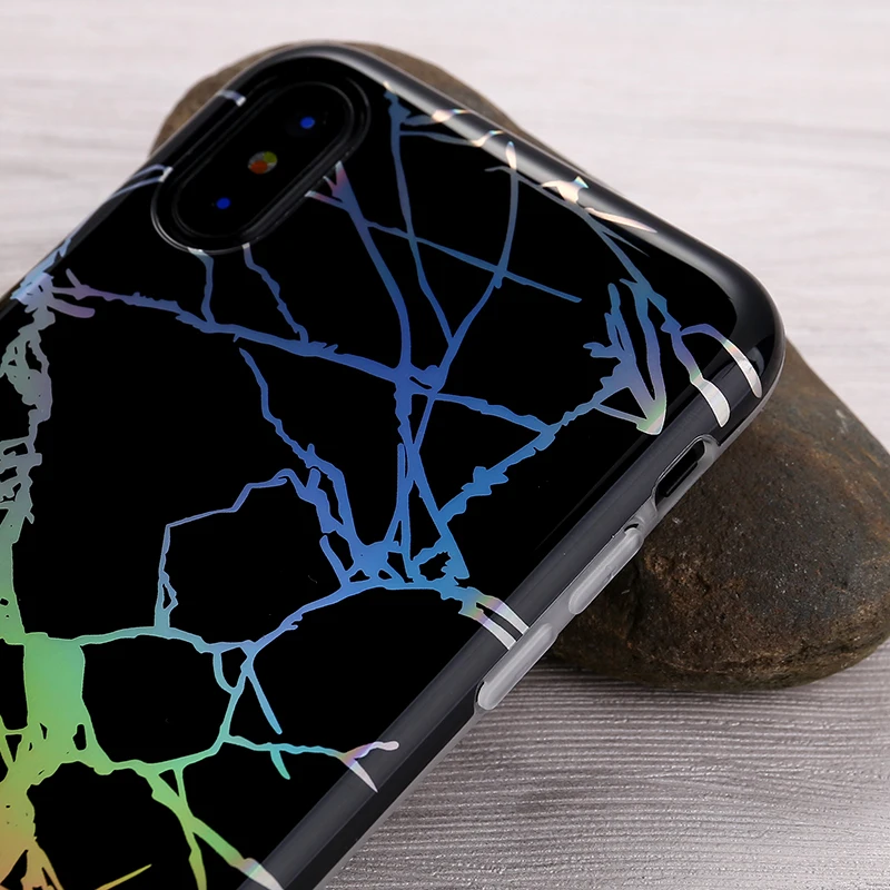 Для iphone 8 плюс гальванических Bling Chrome Мрамор камень мягкий чехол для iPhone 6S 7 Plus X IMD