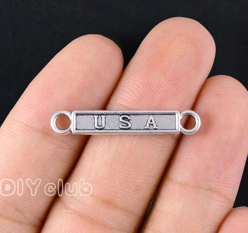 

100 шт., подвески-соединители из античного серебра США 29x5 мм