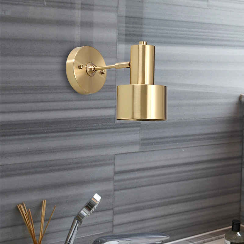 Современный простой настенный светильник Nordic для гостиной, спальни, коридора и прикроватной тумбы из латуни и меди.