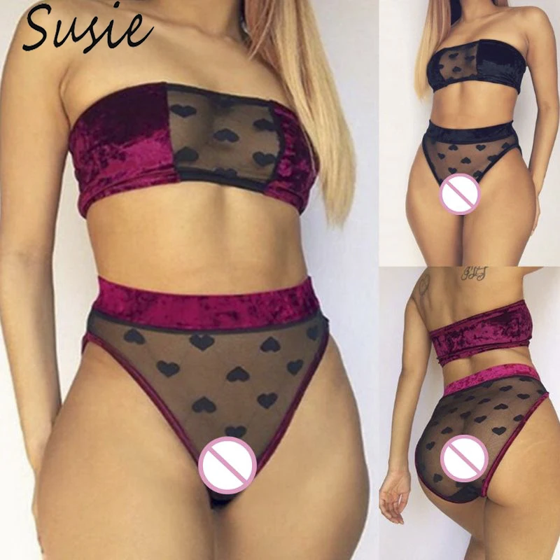 Женский сексуальный комплект нижнего белья из прозрачной сетки блестящий