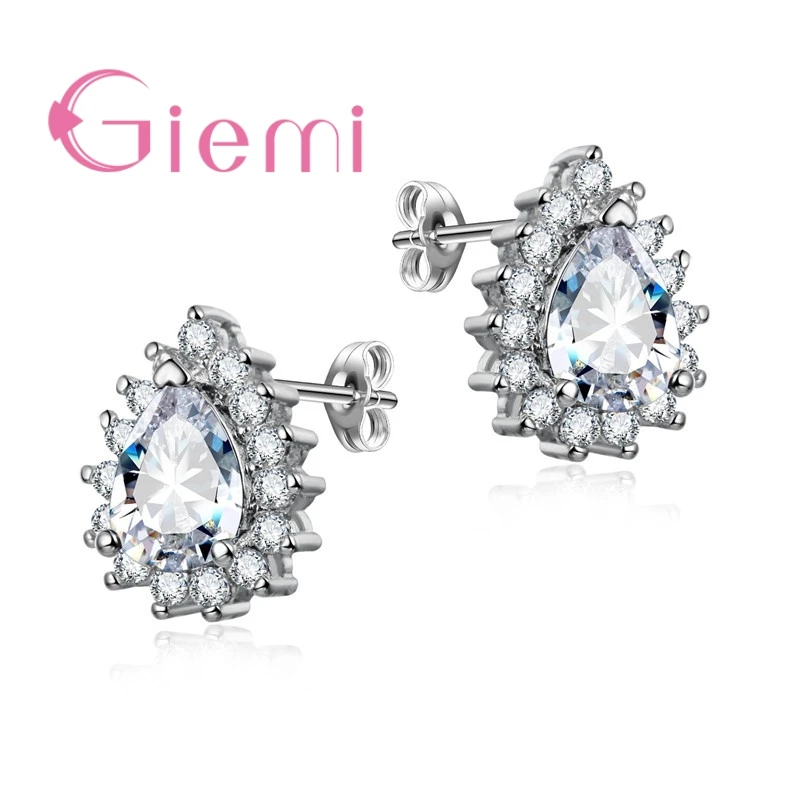 

Water Drop Clear CZ Crystal Earrings 925 Sterling Silver Fashion Jewelry for Women Girls Charm Birthday Valentines Gift
