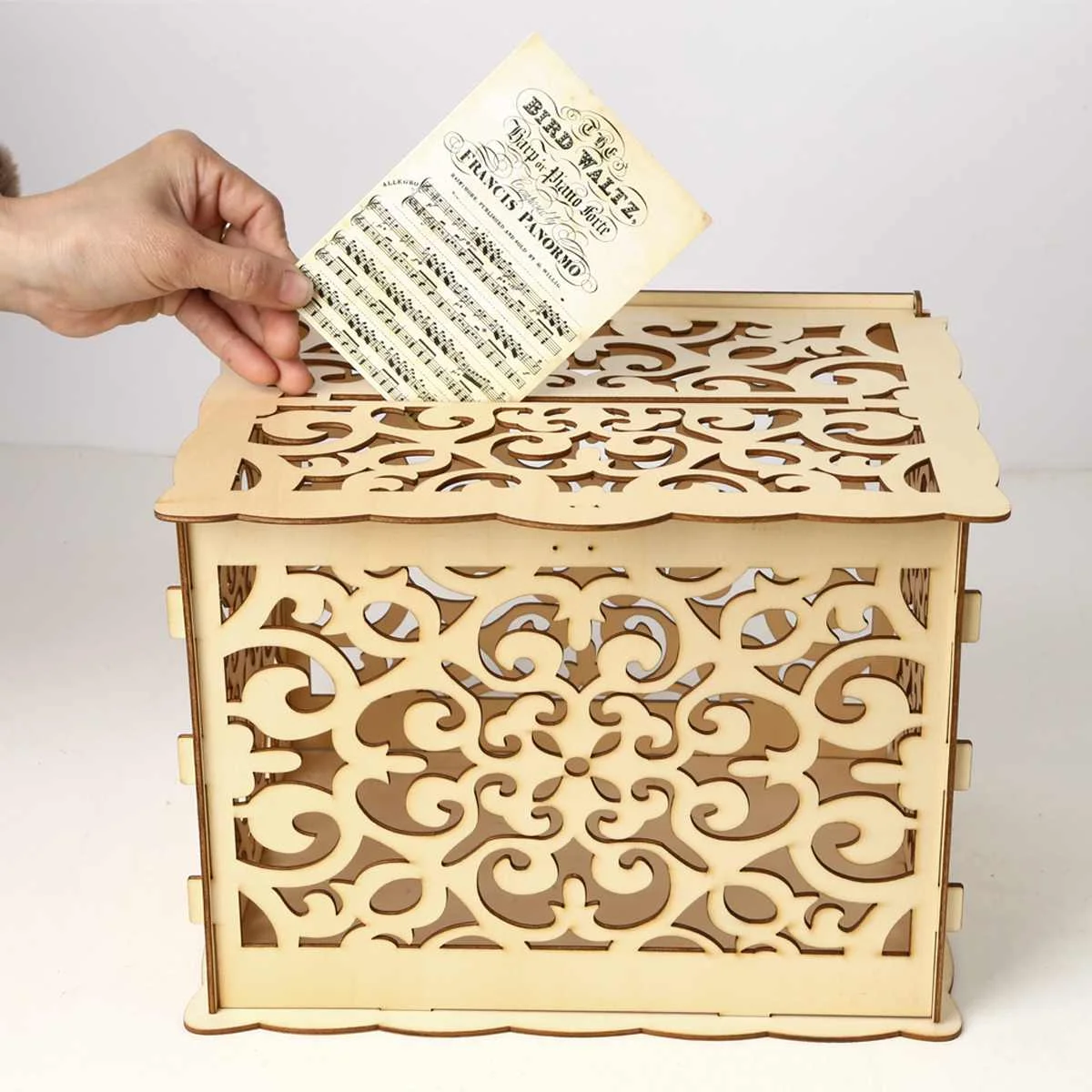 Темно-розовый 30x24x22,5 см DIY свадебная открытка коробка деревянная коробка для денег с замком великолепное свадебное украшение поставки для дня рождения - Цвет: Темно-розовый