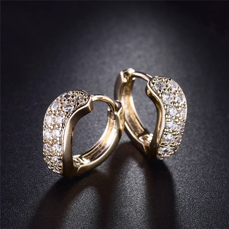 Женские свадебные серьги-кольца BUDONG CZ серьги белого/розового золота с