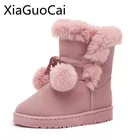 Высококачественные водонепроницаемые женские меховые зимние ботинки, Длинные Плюшевые высокие женские зимние ботильоны