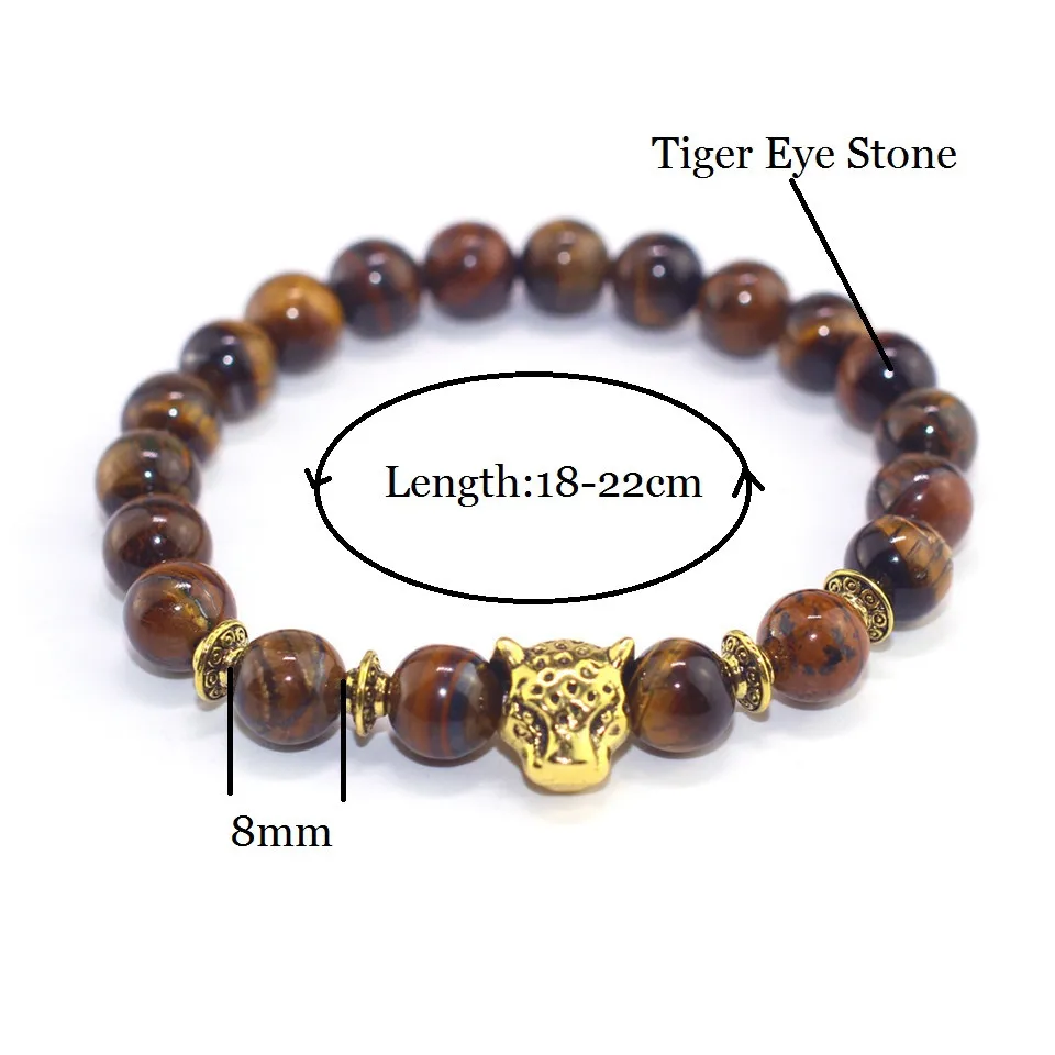 Браслет мужской с тигровым глазом 8 мм регулируемый ювелирный изделие из сплава