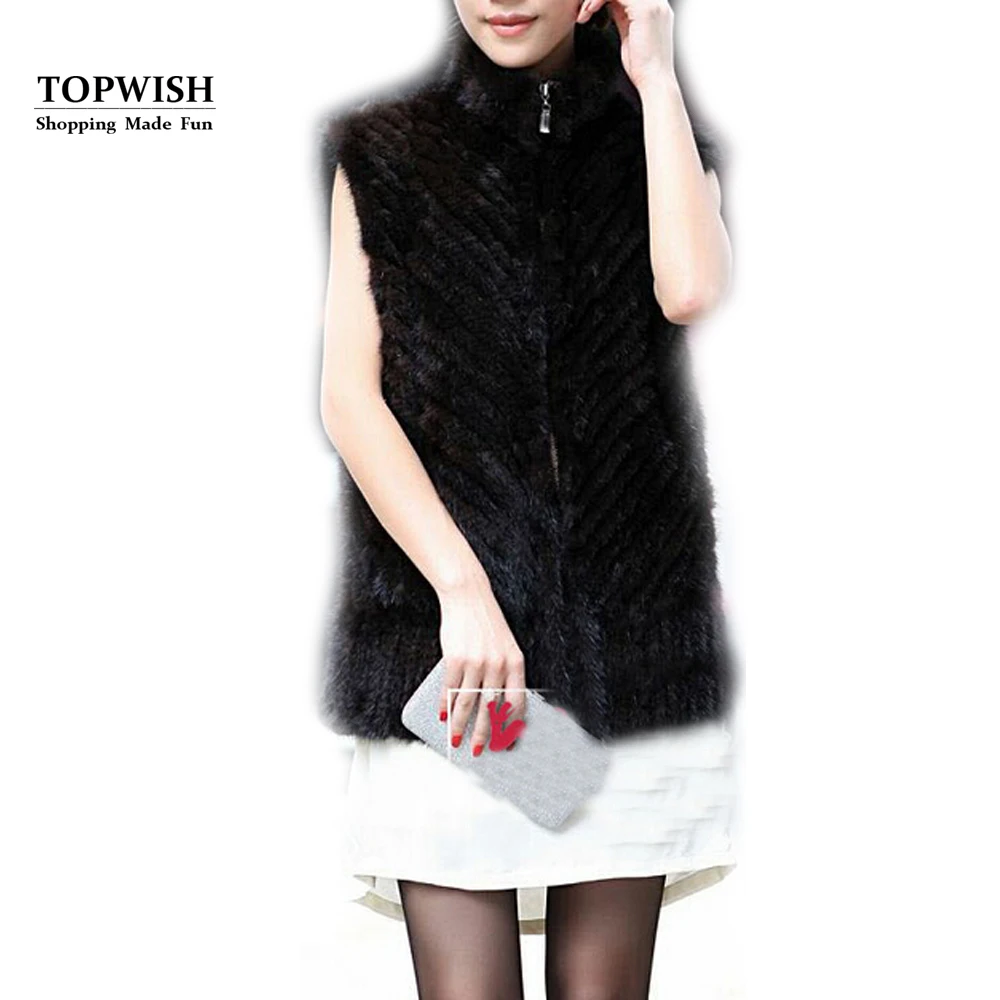 Женский жилет из натурального меха норки теплый на молнии TFP759 новое