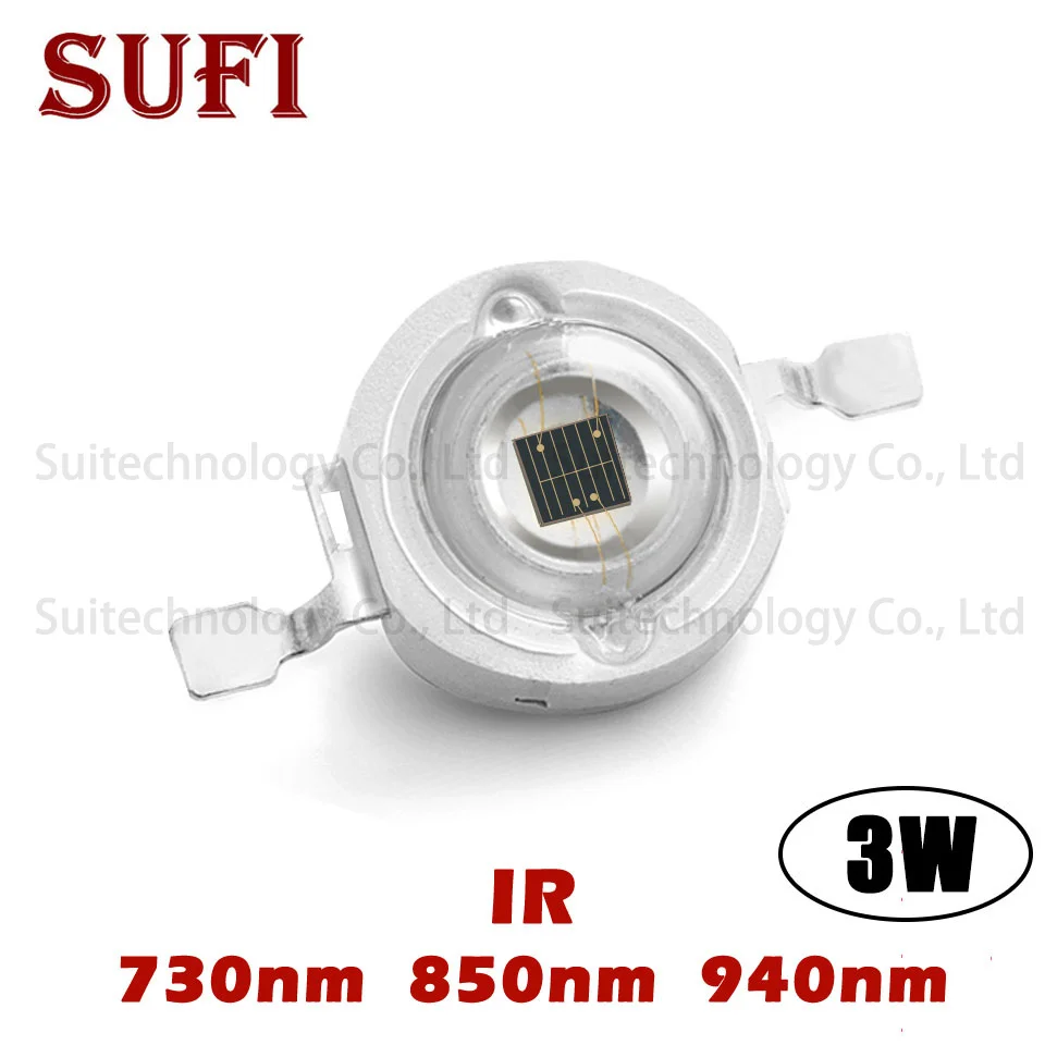 Мощный светодиодный чип IR 730Nm 850Nm 940Nm 3W светодиодные бусины излучатсветильник
