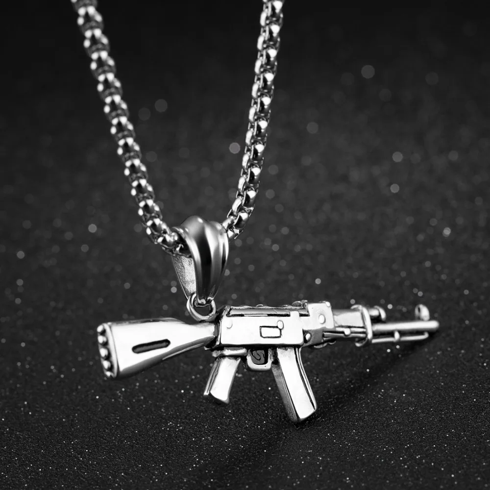 Крутой серебряный/золотой/черный цвет AK47 пистолет кулон простая мода