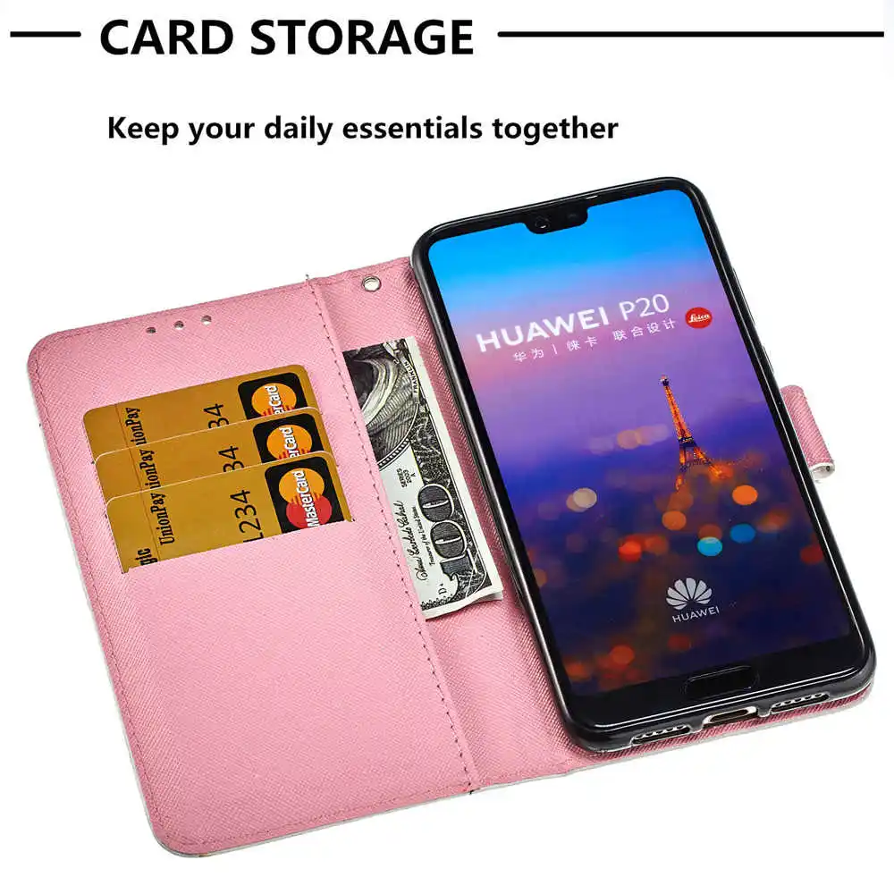Флип-чехол для huawei P smart P20 lite Pro P9 lite mini Y5 Prime Y6 Y9 PU кожаный чехол-кошелек для Coque huawei P20