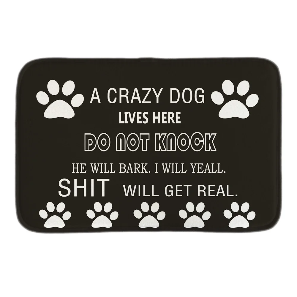 Crazy Dogs Live Here Decorative Indoormat Soft Door Mat Short Plush Bathroom Floor Mats Black Carpets Do Not Knock | Дом и сад