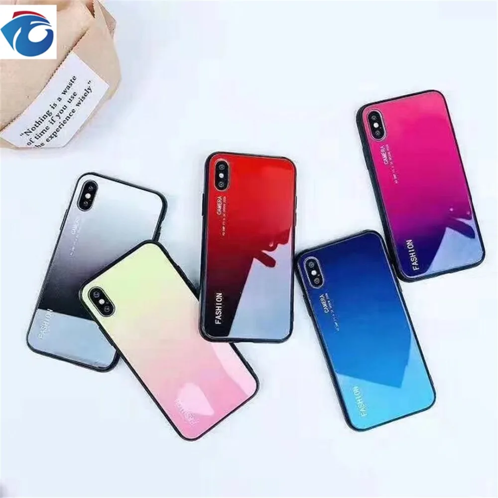 HUANQING роскошный стеклянный чехол с градиентом для телефона iPhone 8 6 Plus 7 6s X XS MAX XR