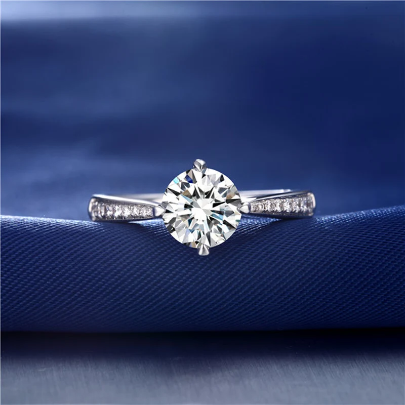 Женское кольцо для свадьбы ANI 18 K белое золото (AU750) 0 59 карат сертифицированное I/SI