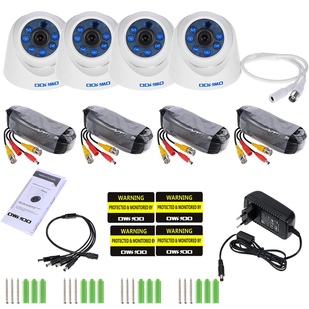 Owsoo 4 шт. 720 P 1500tvl AHD CCTV Камера комплект безопасности Камера S 1/" CMOS 6 шт. массив инфракрасный лампы для мотоциклов Ночное видение с 4* 60ft кабель