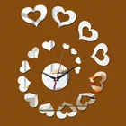 2019 специальное предложение, хит продаж, зеркальные настенные часы 3 D с сердечком, современные модные часы для украшения дома, сделай сам