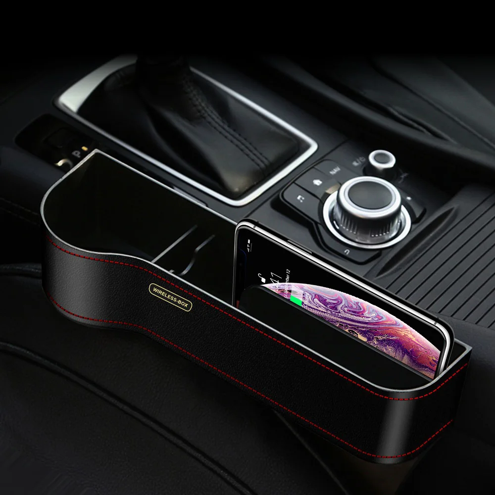 Protefeuille Qi Беспроводное зарядное устройство Автомобильная станция для Iphone Xs Max Xr 8 Plus X10 Chargeur Индукционная коробка для хранения