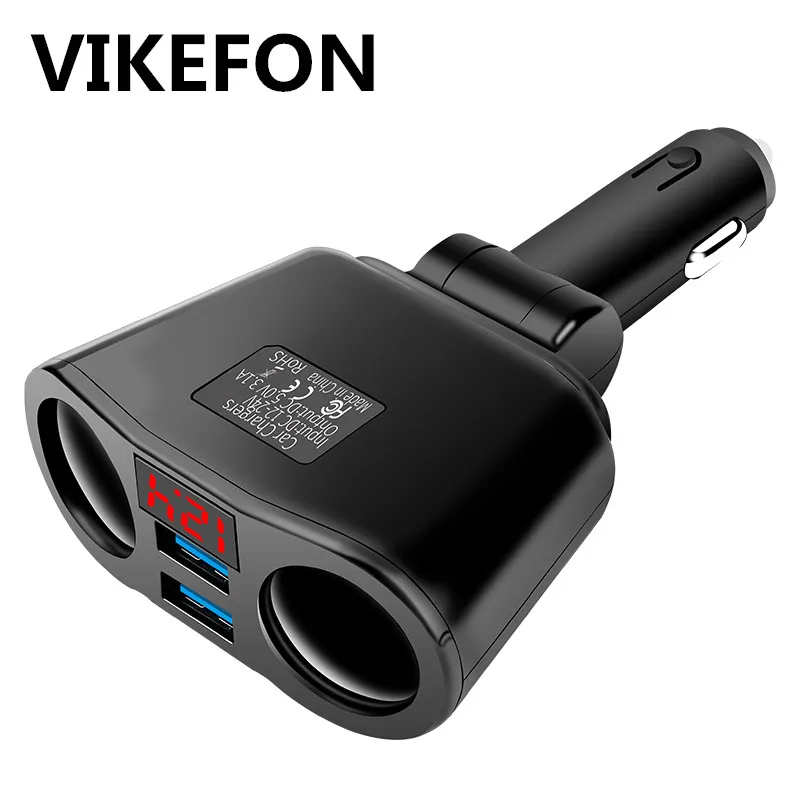 Автомобильное зарядное устройство VIKEFON USB 4 в 1 розетка для автомобильного