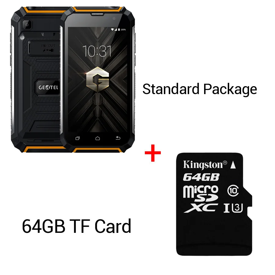 Orange N 64GB Card Мобильный телефон Geotel G1 3g WCDMA 7500 мАч MT6580A 2 Гб ОЗУ 16 Гб ПЗУ Android 7,0 четырехъядерный 5," 1280*720 МП gps - Цвет: Orange N 64GB Card