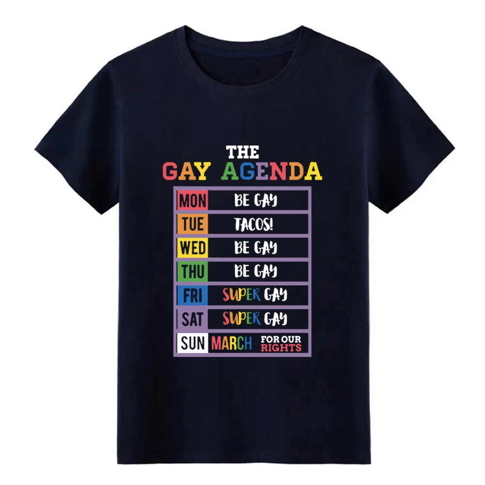 Мужская футболка с короткими рукавами и принтом gay agenda mon be tue tacos wed thu S-3xl | одежда