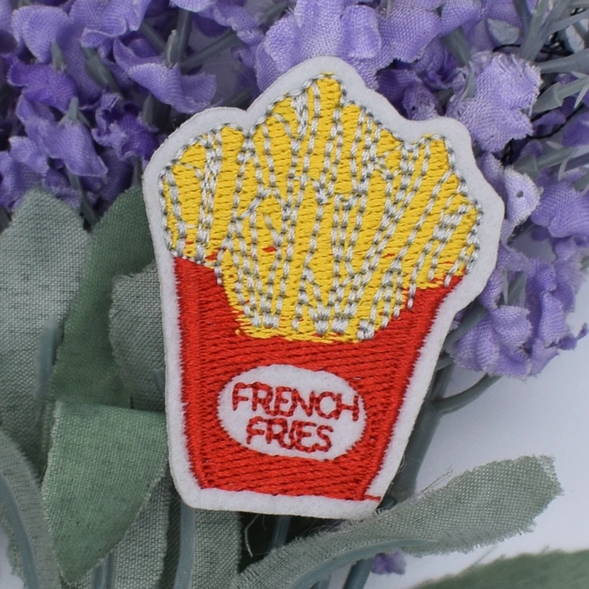 1 шт. вышитые нашивки с картофелем фри помощью утюга швейная аппликация значок