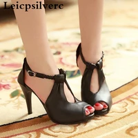 summer new sexy fish mouth super high heel hollowed professional ol sweet beauty women sandals simple womens shoes