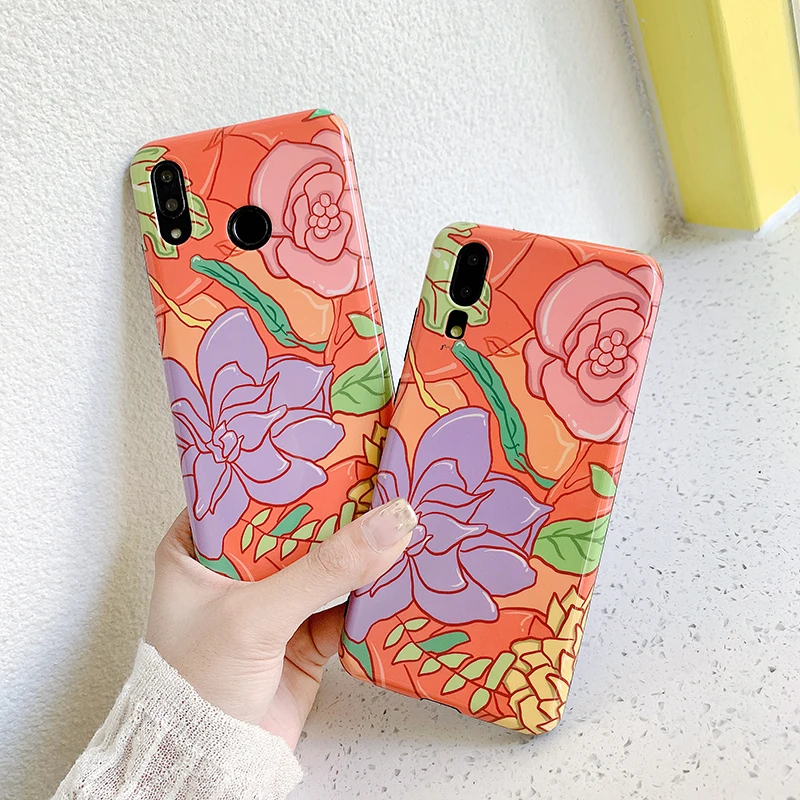 Чехлы для телефонов huawei P30 P20 Pro mate 20 Pro Orange flowes матовый IMD мягкий чехол для Honor 10 Nova 3 3i 4 задние чехлы