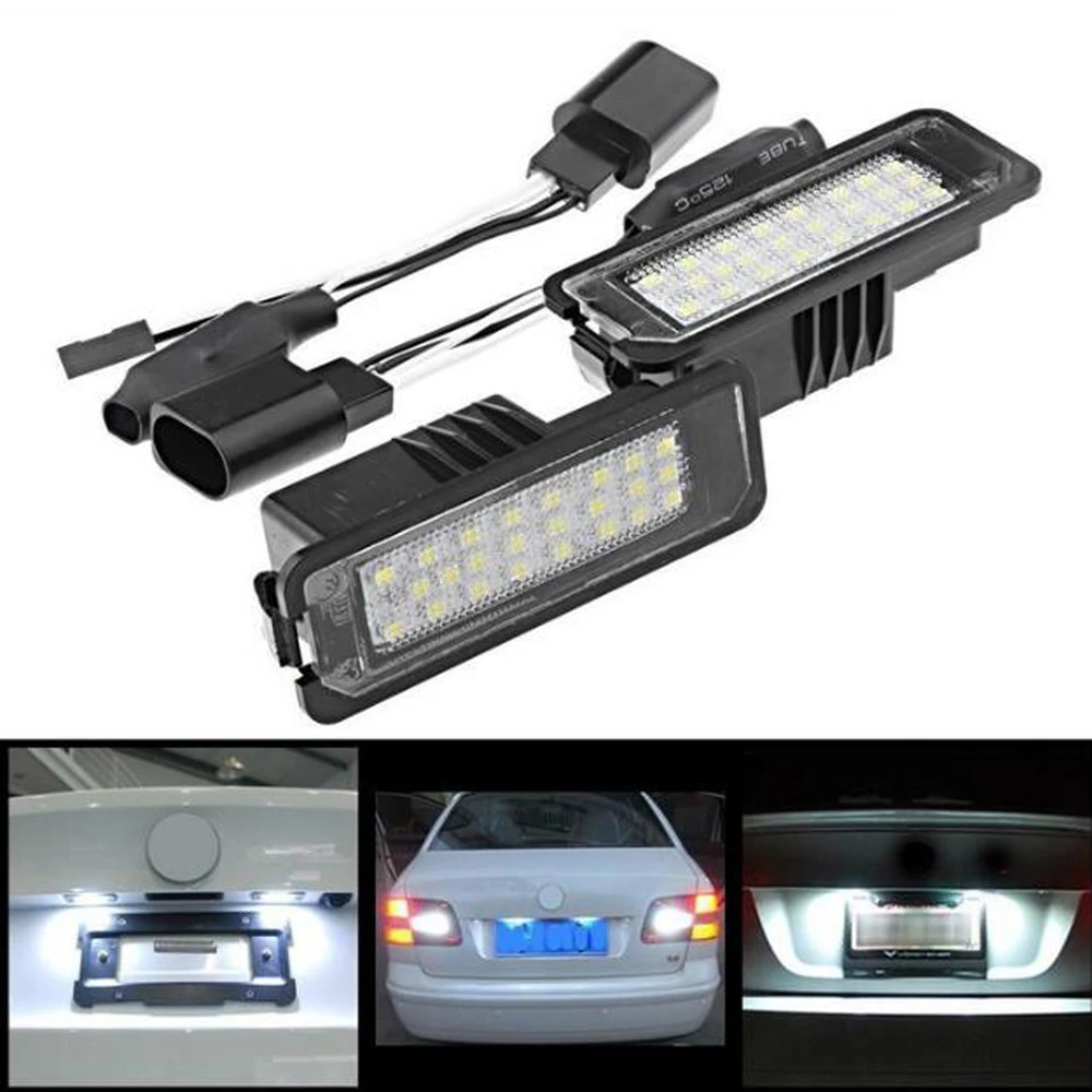 

2Pcs 24SMD LED License Plate Light For VW Golf 6 VI 5 V GTI MK4 MK5 MK6 Eos Lupo Scirocco Seat Leon Altea OEM Replacement Bulb