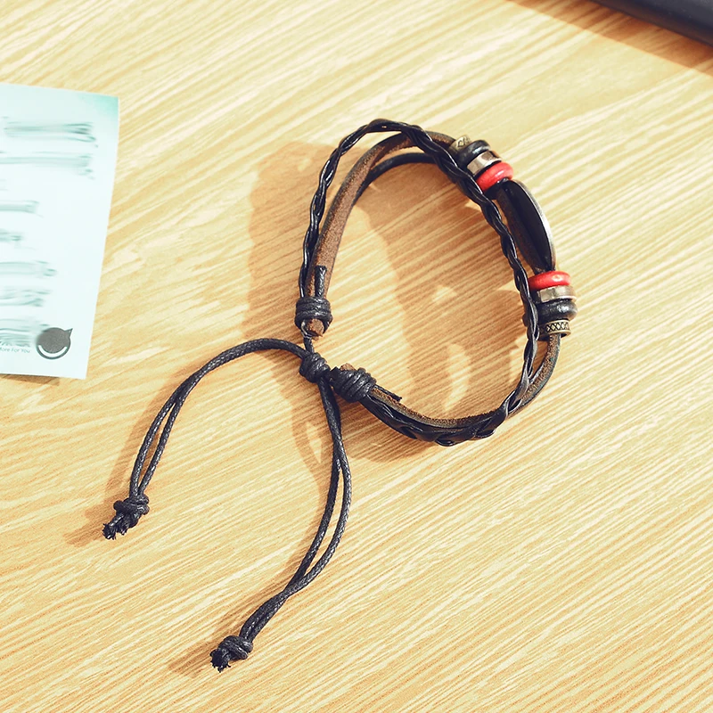 Кожаный браслет для мужчин с 12 созвездиями мужской многоуровневый регулируемый