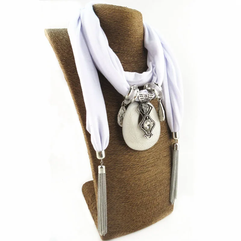 RUNMEIFA Новый кулон шарф ожерелье для женщин Длинная кисточка черный/белый/хаки