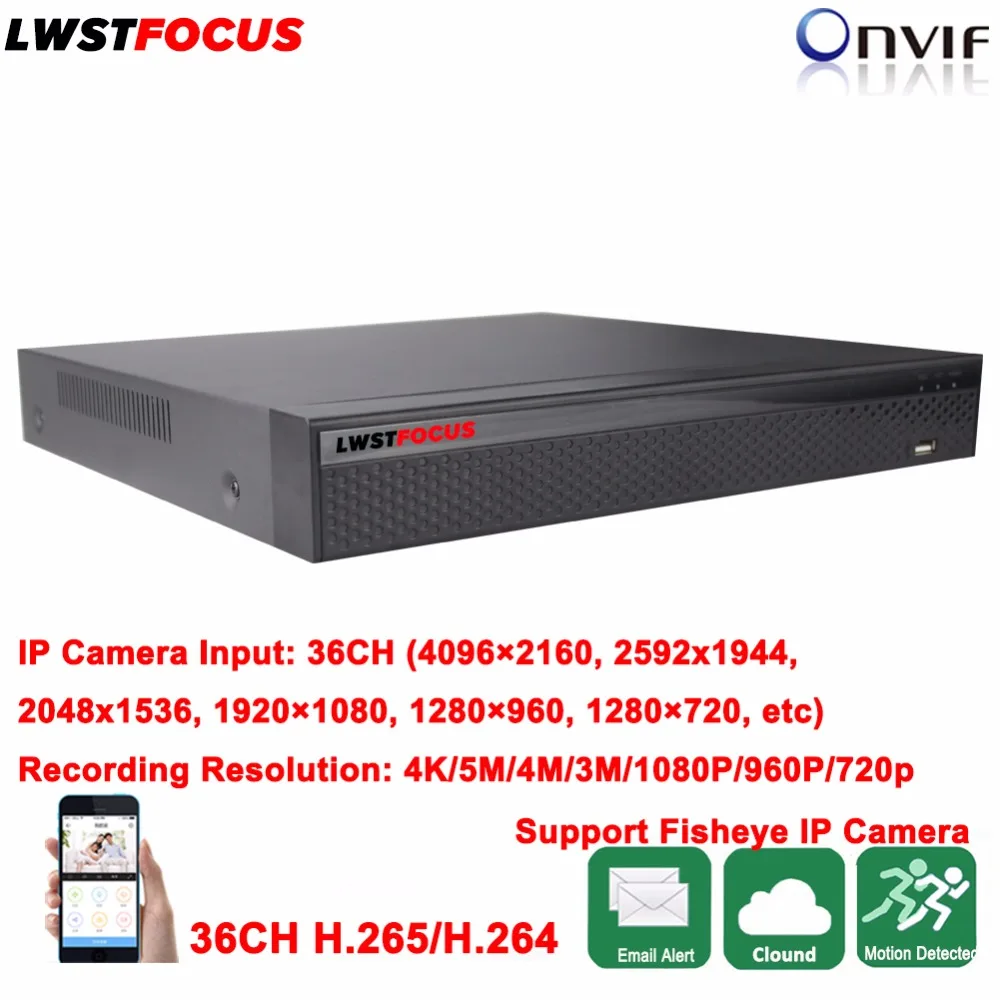 36 канала H.265/H.264 видеонаблюдения DVR видеорегистратор Регистраторы 4 К 1080 P ONVIF 2 SATA