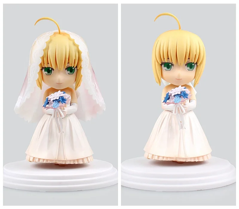 HKXZM Аниме Фигурка 10 см Fate/Stay Night свадебная вуаль Saber Милый Мультфильм 10th ПВХ