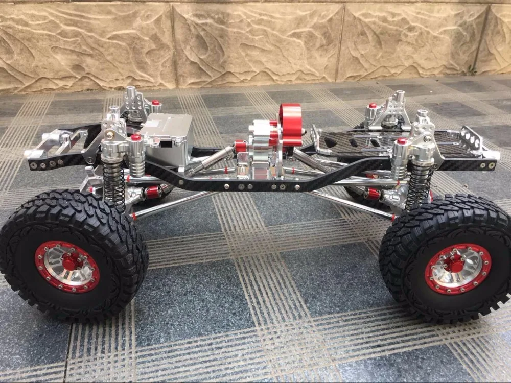 CNC 1/10 масштаб Рок Гусеничный Грузовик Алюминиевый осевой SCX10 шасси карбоновая рама колесная база 313 мм