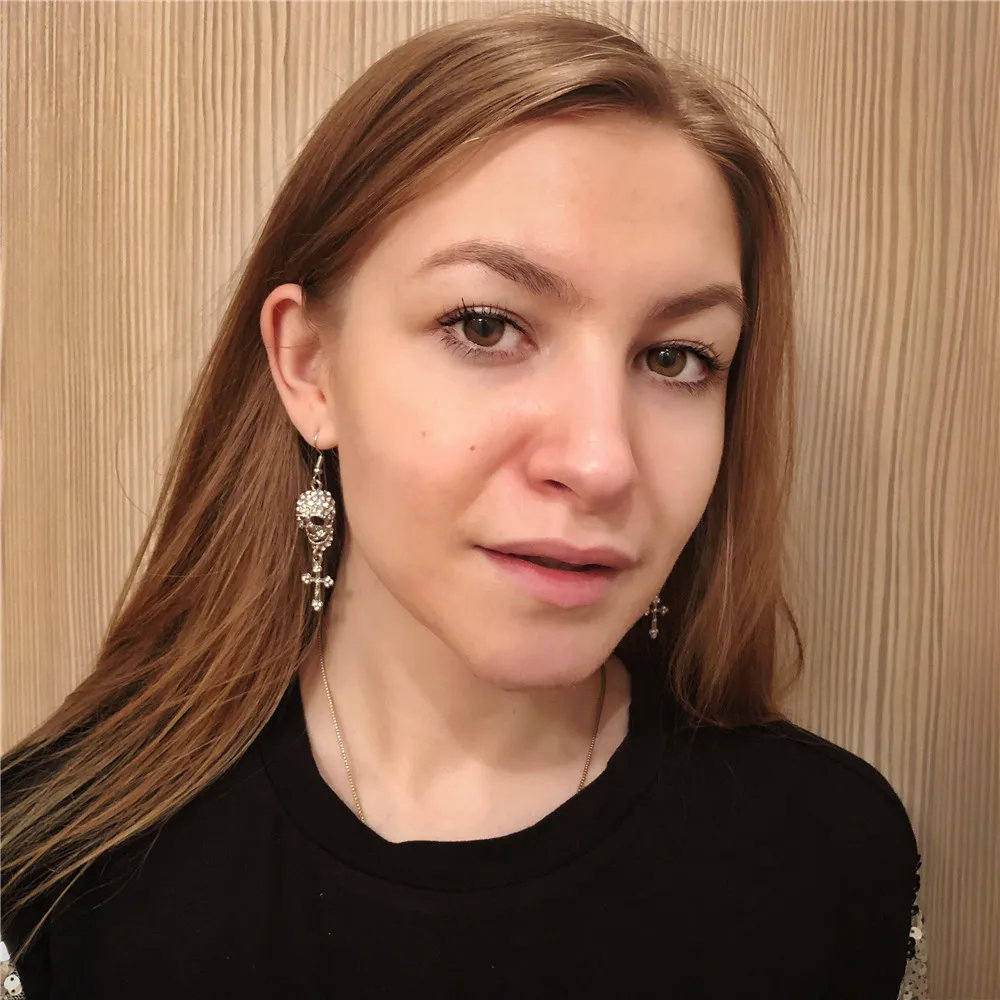 SEDEX 2019 серебро и золото хип хоп Панк Серебряный Череп Скелет длинные висячие