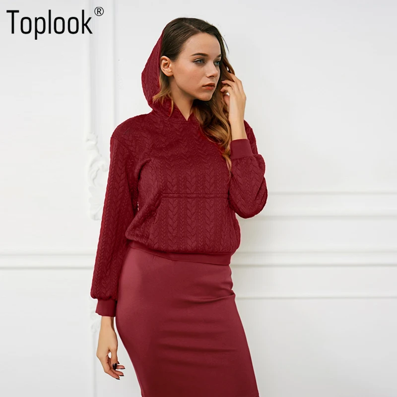 Toplook красный Винтаж комплект из двух предметов Для женщин костюмы 2018 осень-зима