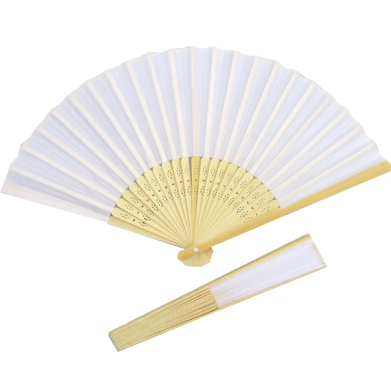 10 шт. белый складной карманный Шелковый веер для свадьбы фотосессия 23 ребра 21*37 см