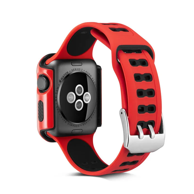 Силиконовый спортивный ремешок для часов + чехол Apple Watch браслет 42 мм 38 Iwatch серии 1 2