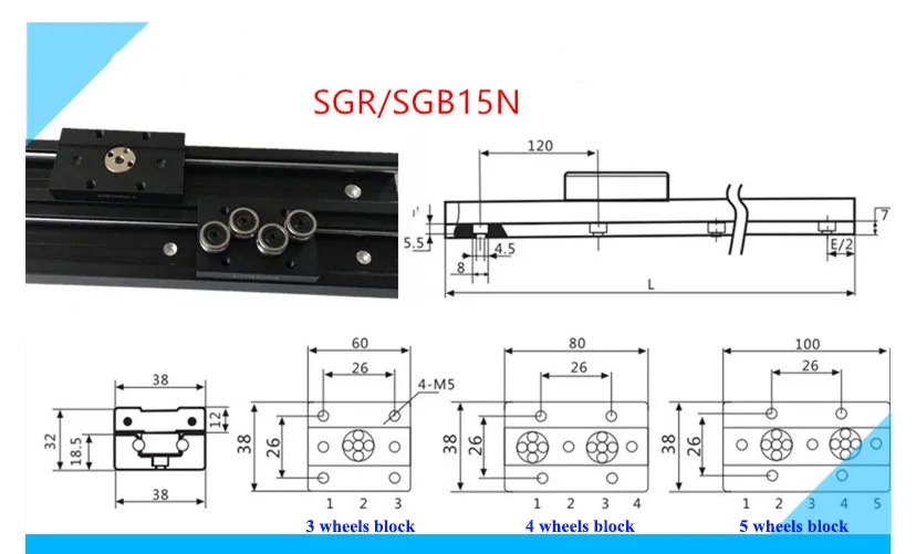 SGR15N 38mm width 1 м линейная направляющая SGR 28 мм 38 мм 44 мм 46 мм 47 мм 60 мм ширина направляющая Встроенная двухосевая направляющая слайдер алюминиевая роликовая Направляющая - Цвет: SGR15N 38mm width