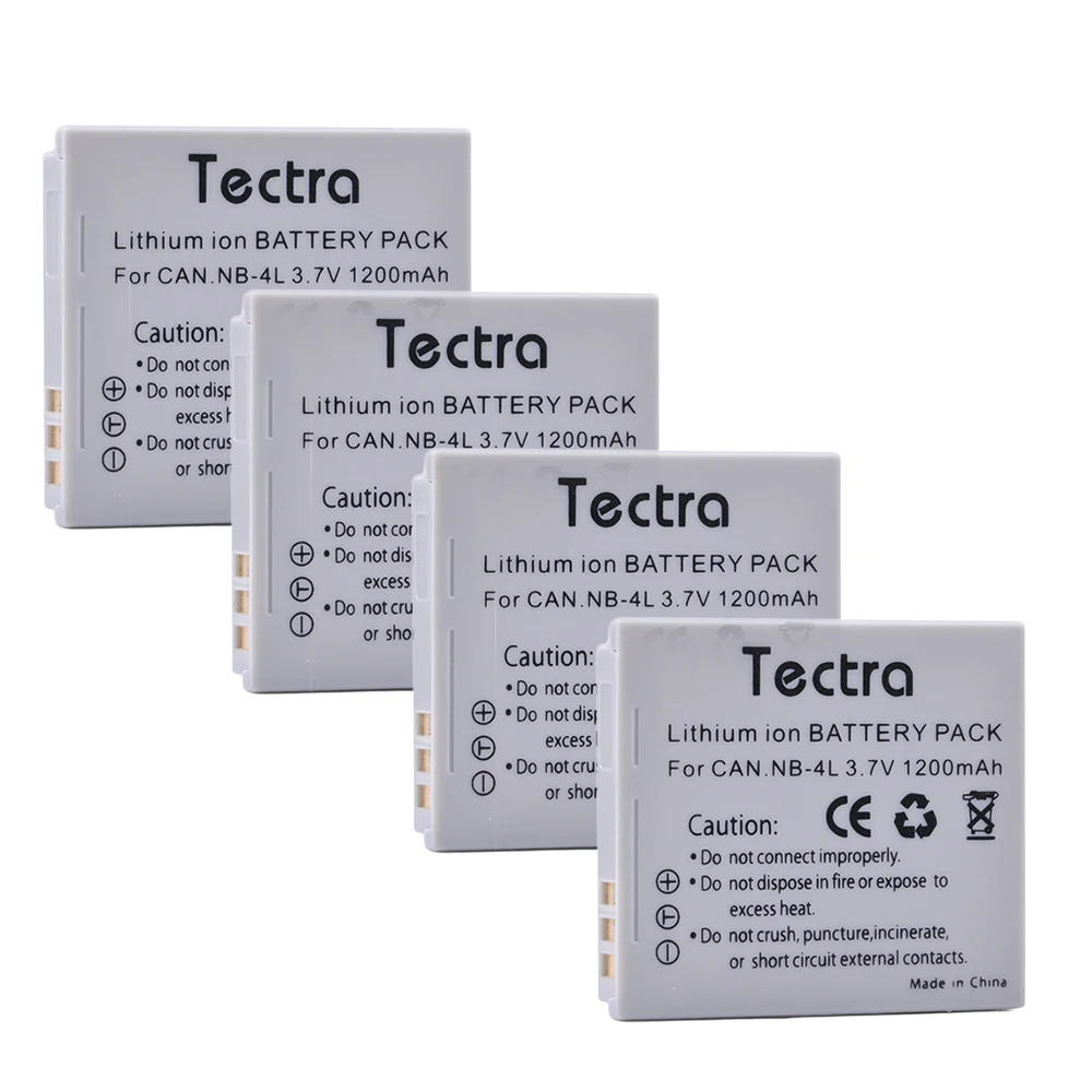 

Tectra 4xNB-4L NB 4L Camera Battery for Canon PowerShot SD30 SD40 SD400 SD600 SD1000 TX1 SD750 SD780 IS SD1400 IS ELPH 300