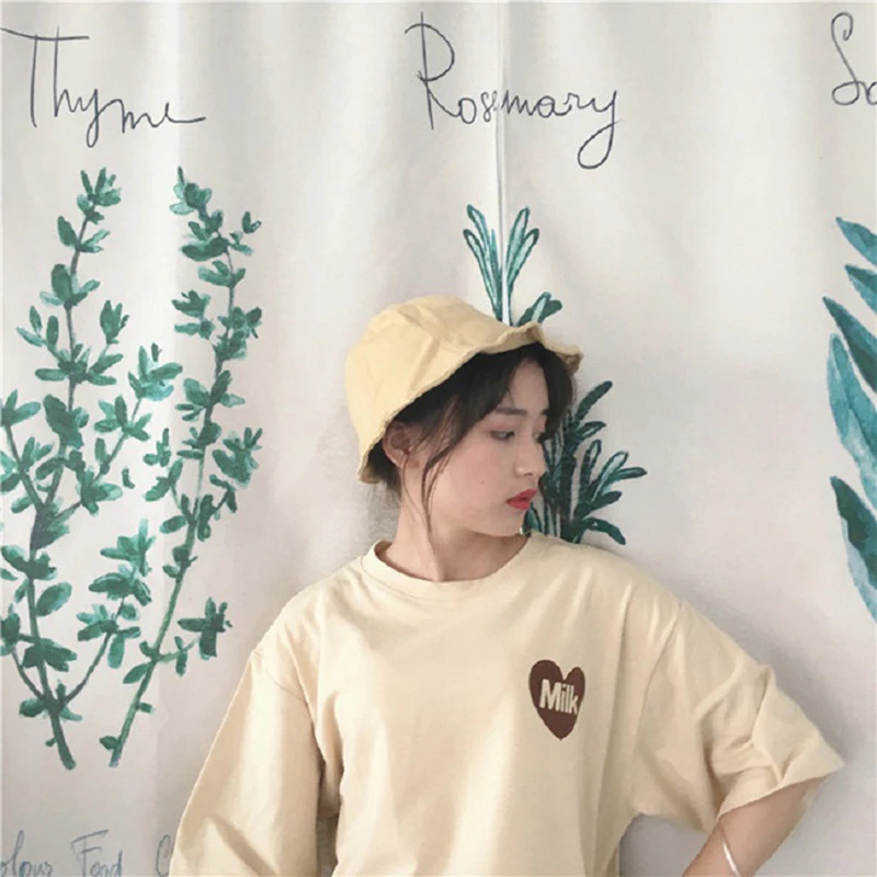 Женская футболка Harajuku летняя Мягкая с круглым вырезом и принтом сердце молоко