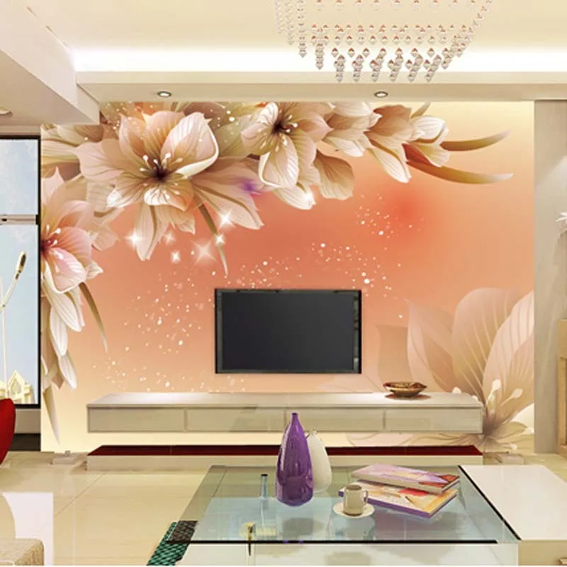 Пользовательские роскошные обои Элегантные цветы фото шелковые настенные